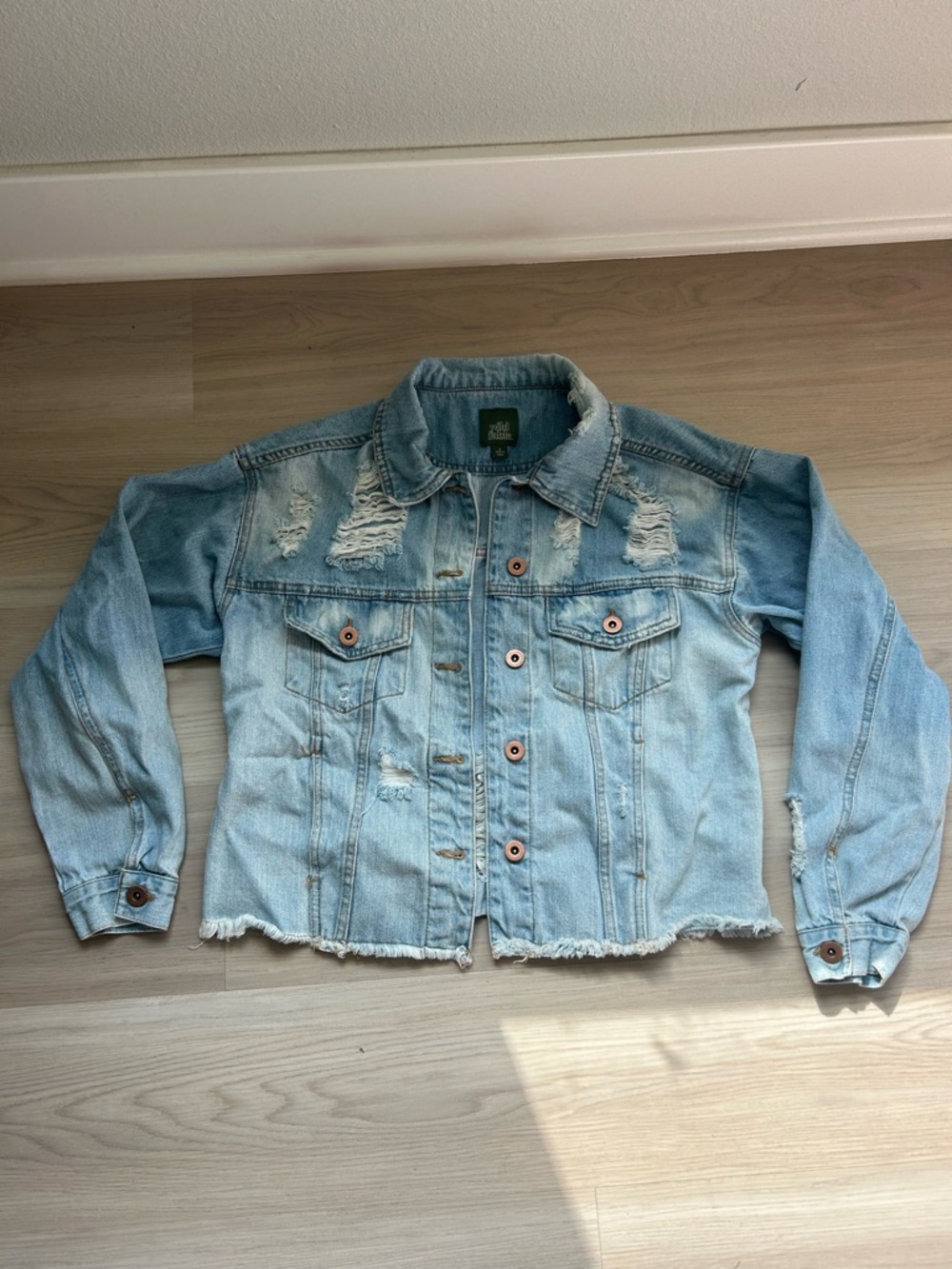 Wild Fable Distressed Light Wash Denim Trucker Jacket - Size Small